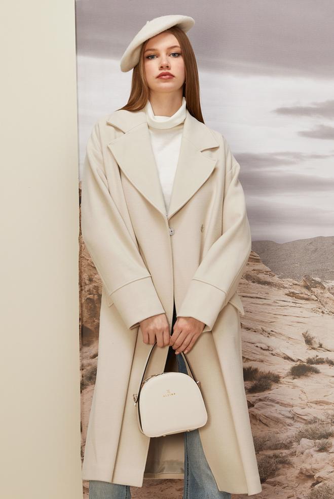 Tesettür giyim BEJ KAŞE KABAN 90610 - ALVİNA