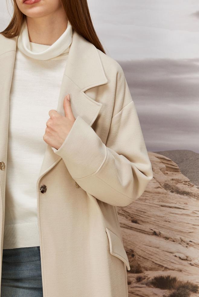 Tesettür giyim BEJ KAŞE KABAN 90610 - ALVİNA