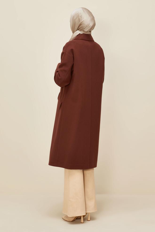 Vêtements hijab ORANGE MANTEAU CACHET 90610 - ALVİNA