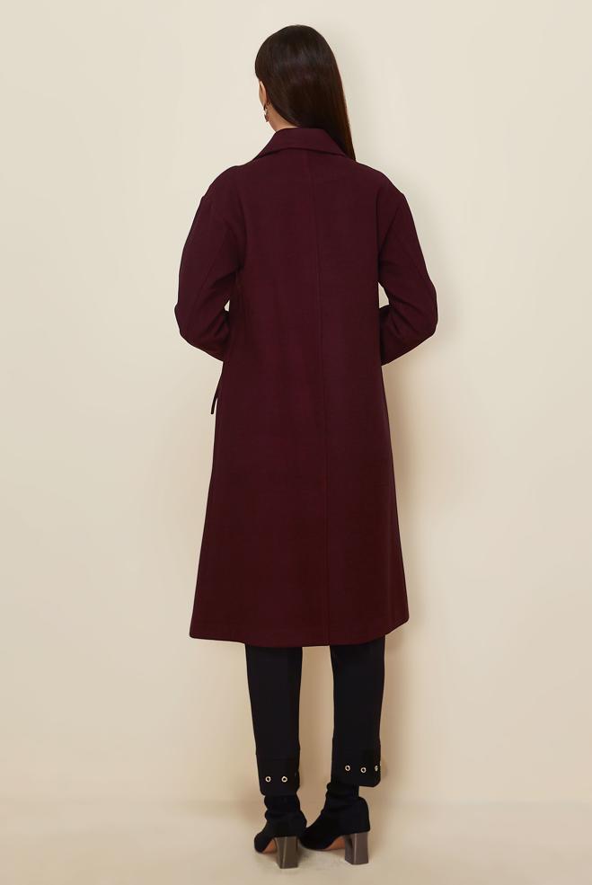 Tesettür giyim BORDO KAŞE KABAN 90610-1 - ALVİNA