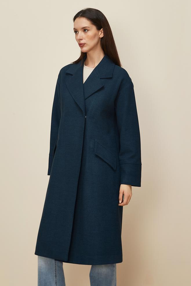 Tesettür giyim MAVİ KAŞE KABAN 90610-1 - ALVİNA