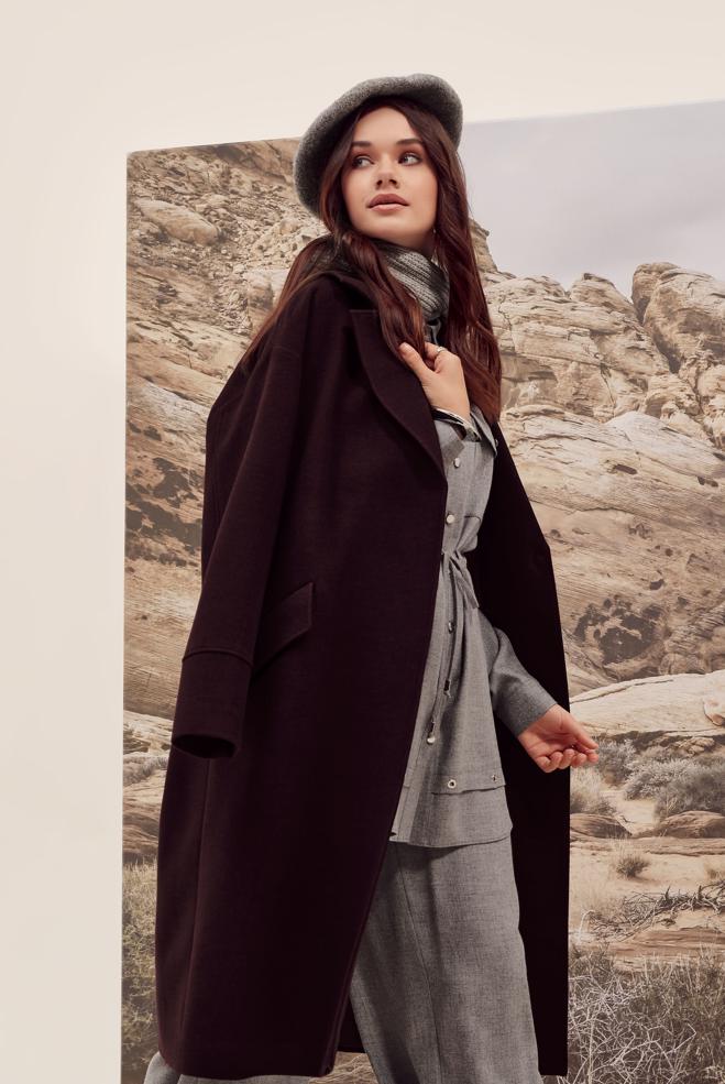 Vêtements hijab PRUNE MANTEAU CACHET 90610 - ALVİNA