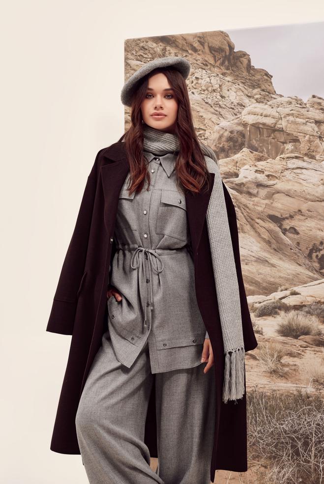 Vêtements hijab PRUNE MANTEAU CACHET 90610 - ALVİNA