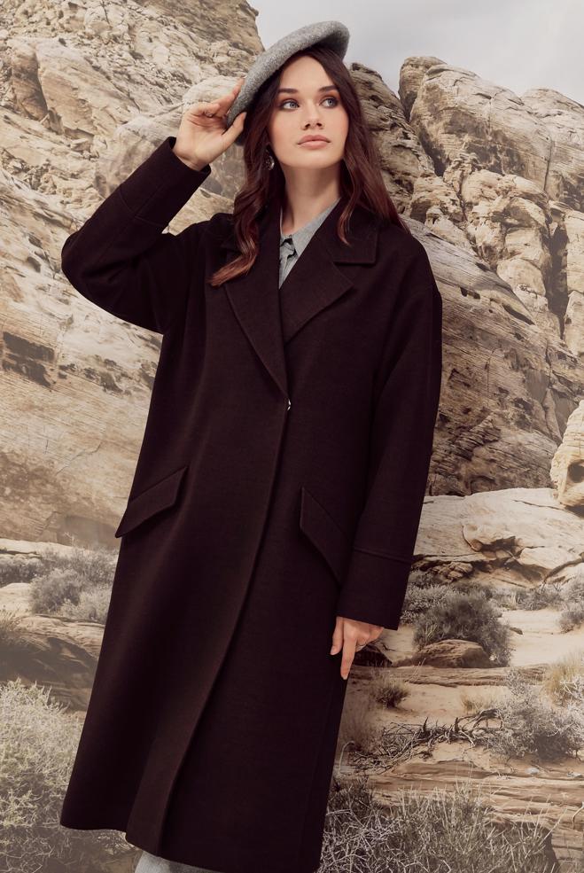 Vêtements hijab PRUNE MANTEAU CACHET 90610 - ALVİNA