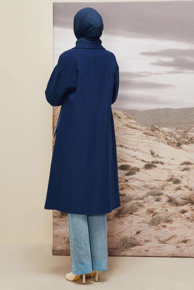 Vêtements hijab BLEU MANTEAU CACHET 90610 - ALVİNA