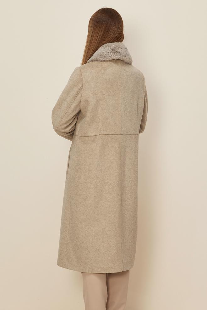 Hijab clothing BEIGE FAUX-FUR DETAILED CACHE COAT 90612 - ALVİNA