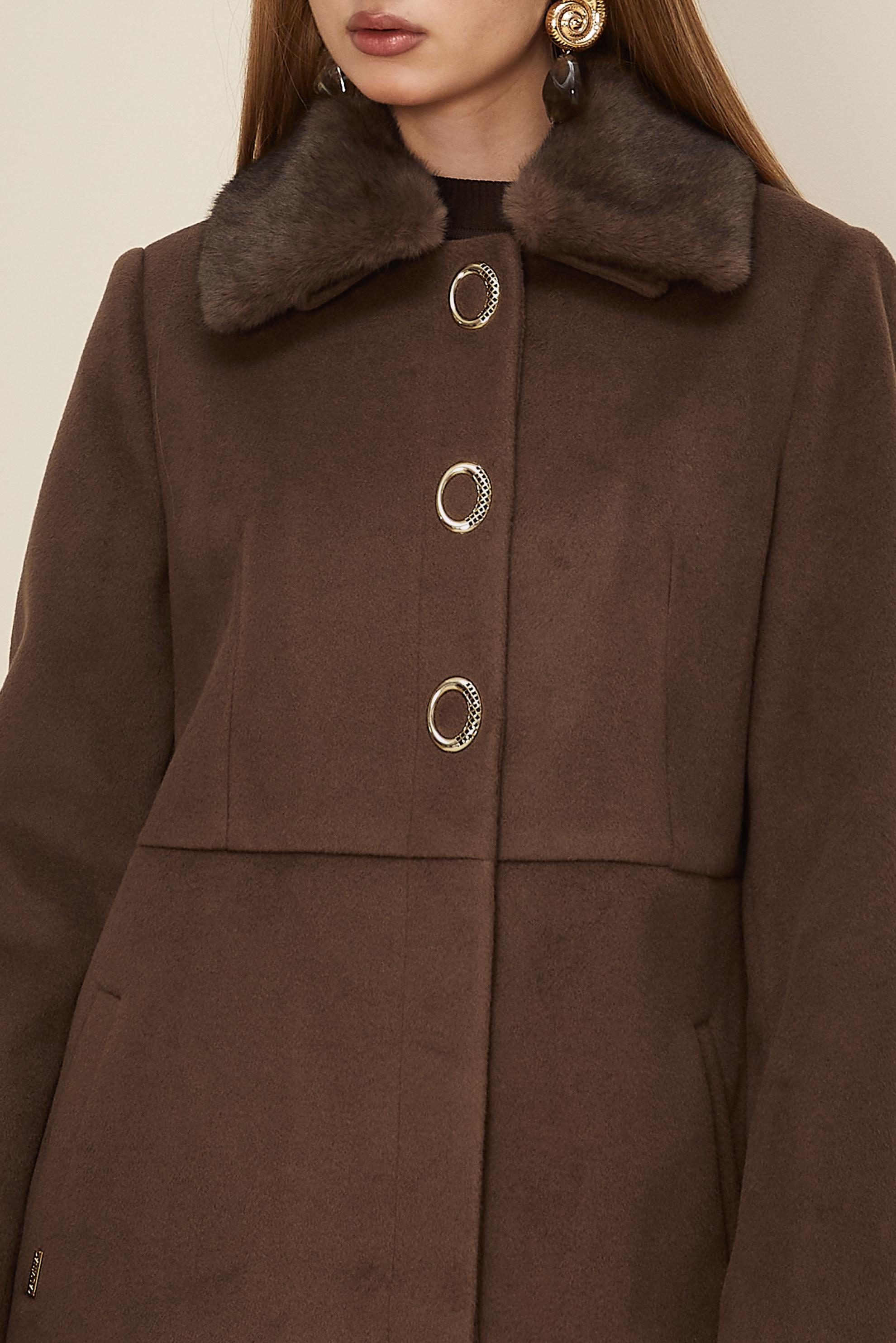 Hijab clothing BROWN FAUX-FUR DETAILED CACHE COAT 90612