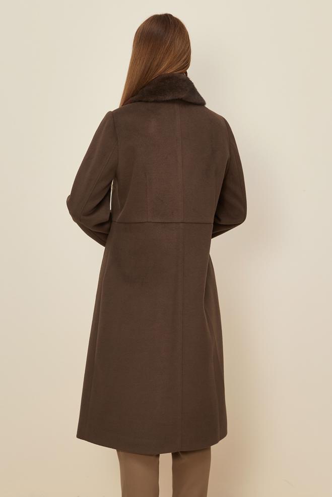 Hijab clothing BROWN FAUX-FUR DETAILED CACHE COAT 90612 - ALVİNA