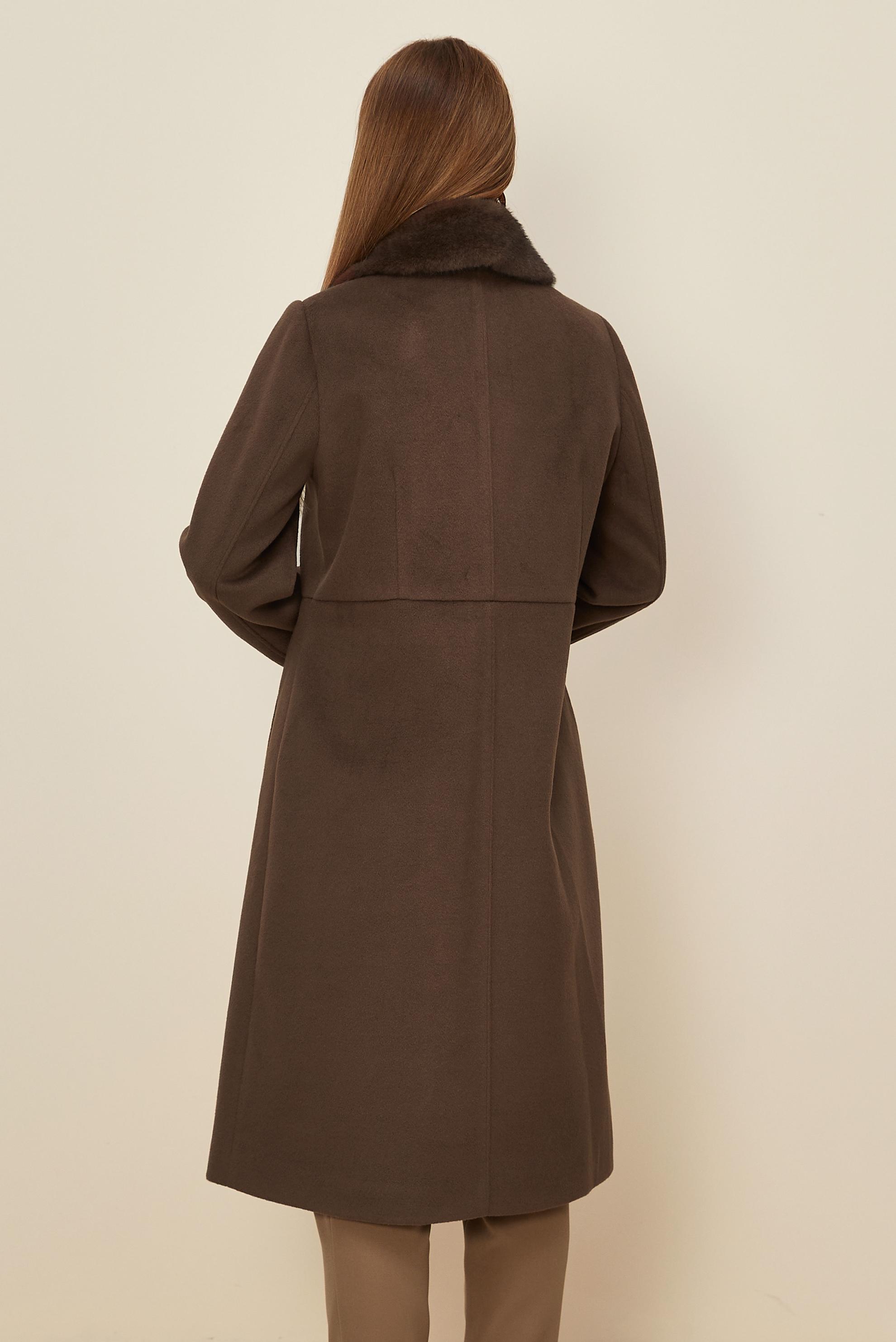 Hijab clothing BROWN FAUX-FUR DETAILED CACHE COAT 90612