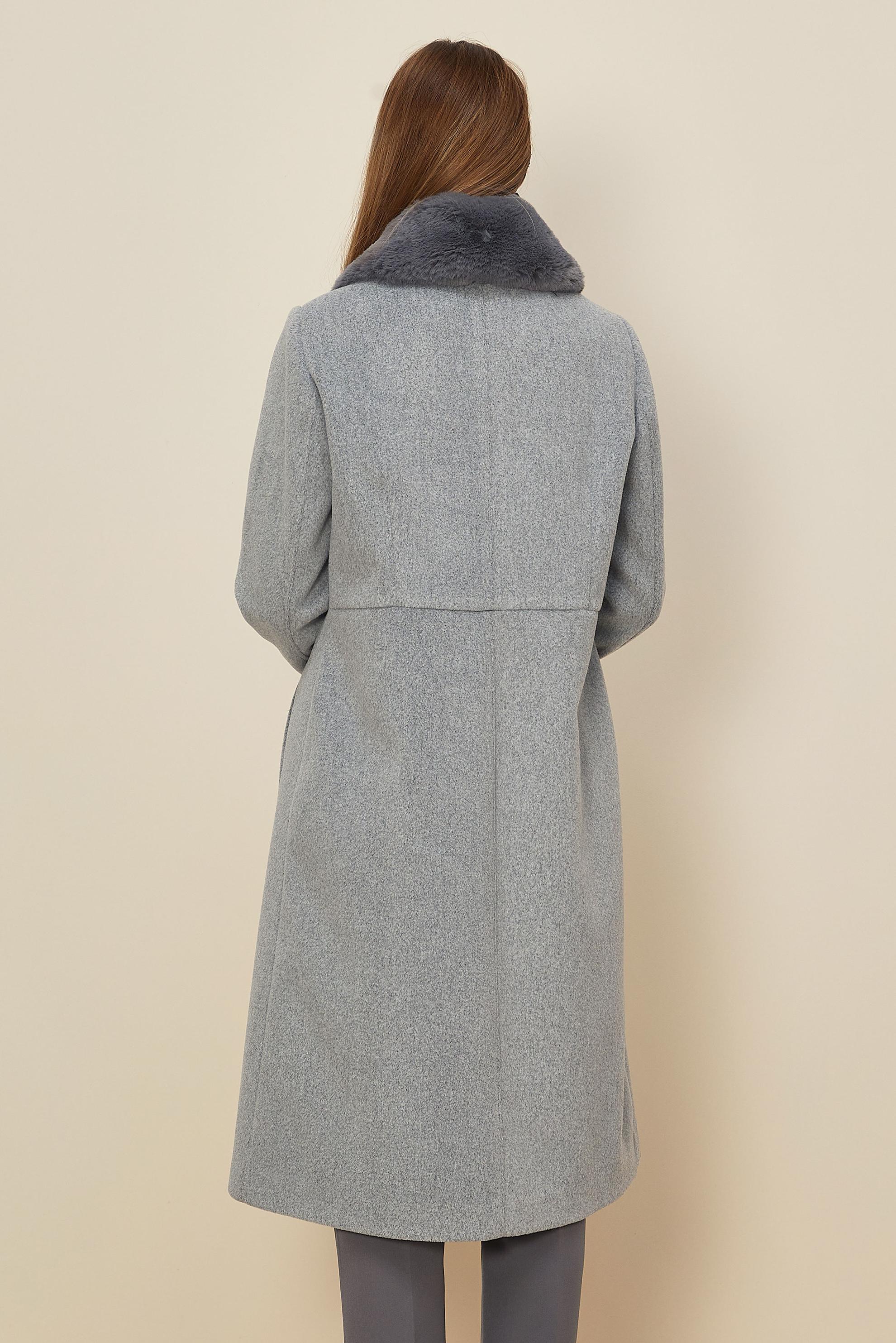 Hijab clothing GREY FAUX-FUR DETAILED CACHE COAT 90612