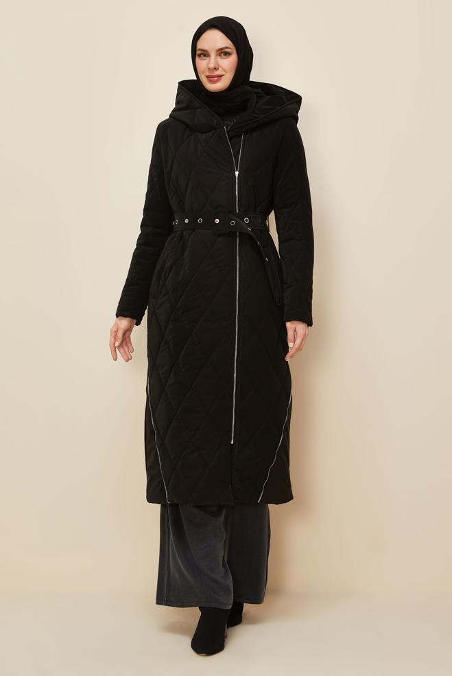 Tesettür giyim SİYAH 90615 COMBO KABAN 38-44 TEK40 - ALVİNA