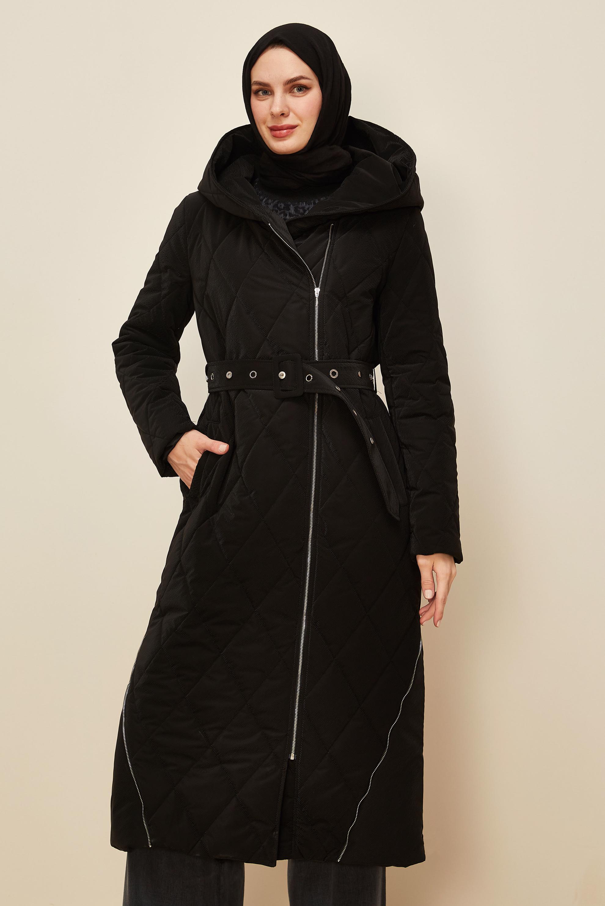 Tesettür giyim SİYAH 90615 COMBO KABAN 38-44 TEK40