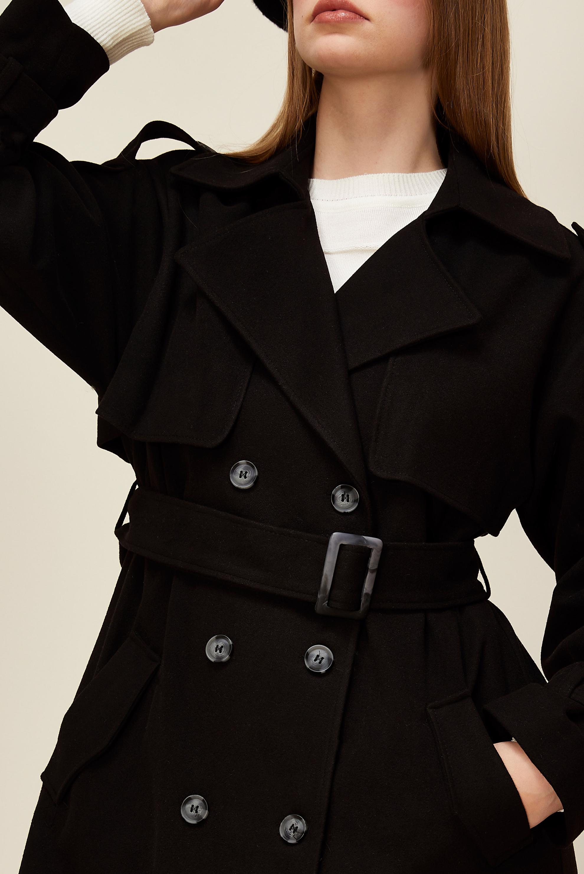 Tesettür giyim SİYAH KEMERLİ MANTO 90616