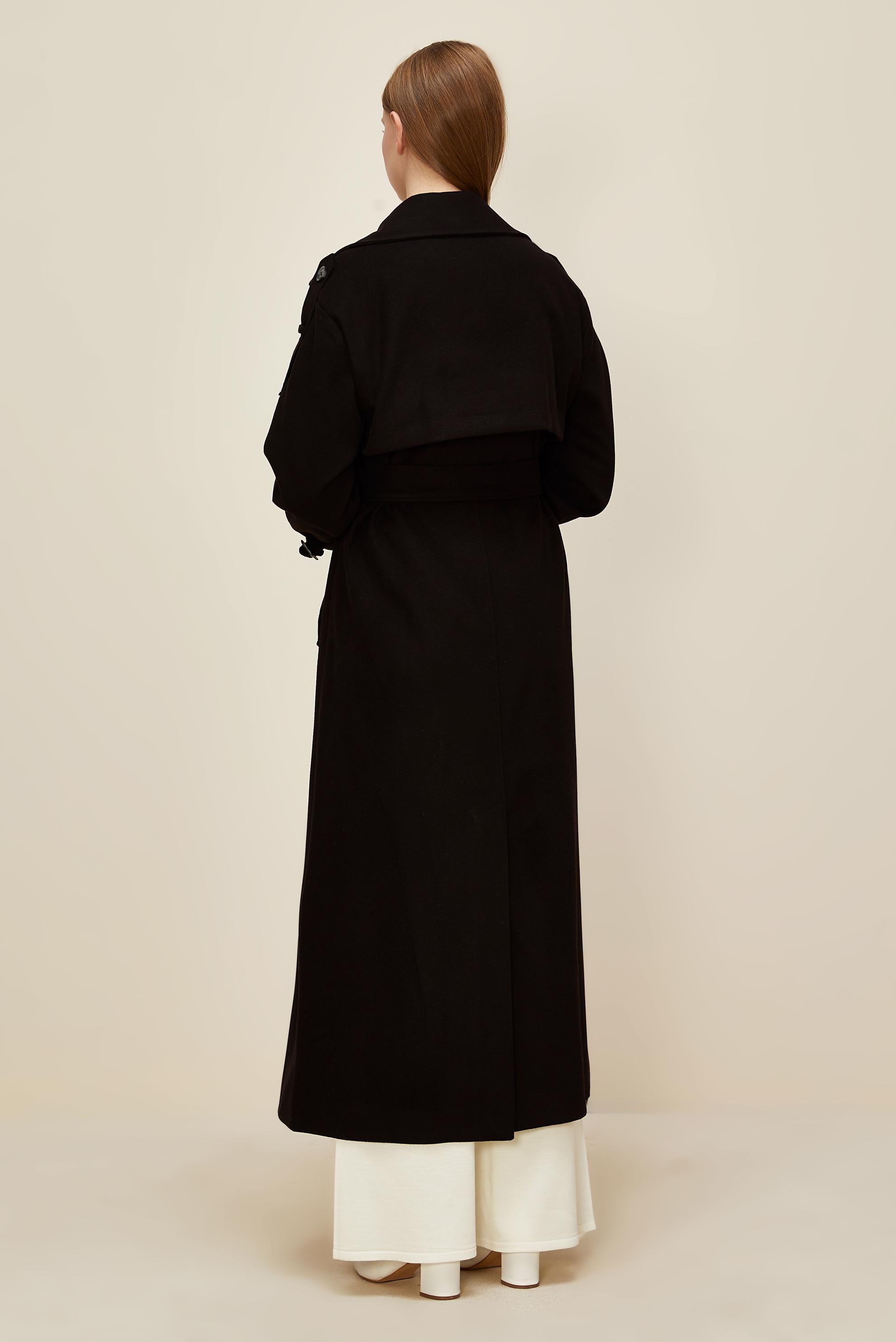 Tesettür giyim SİYAH KEMERLİ MANTO 90616