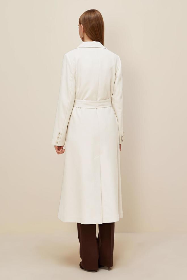 Hijab clothing WHITE BELTED CACHE COAT 90617 - ALVİNA