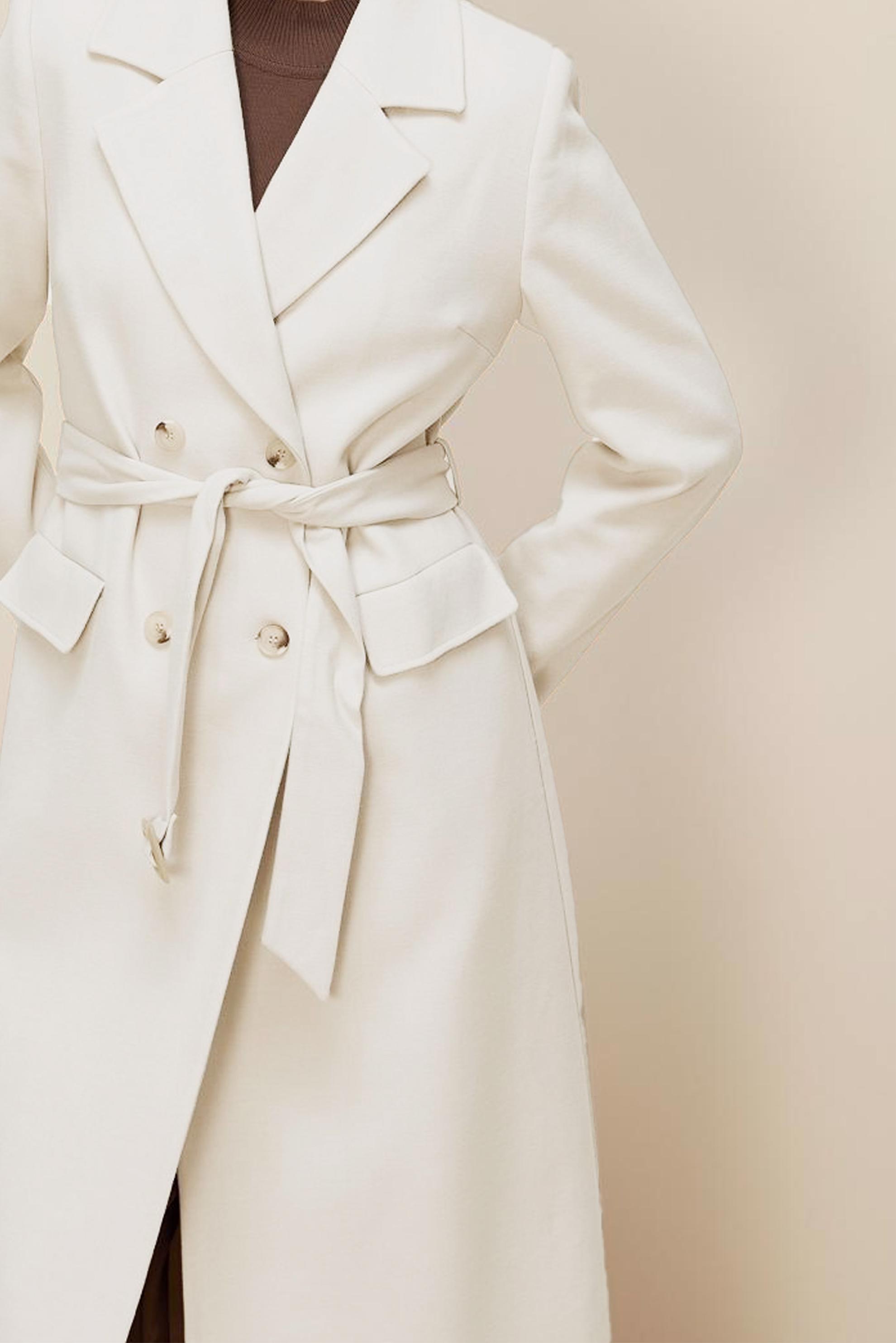 Hijab clothing WHITE BELTED CACHE COAT 90617