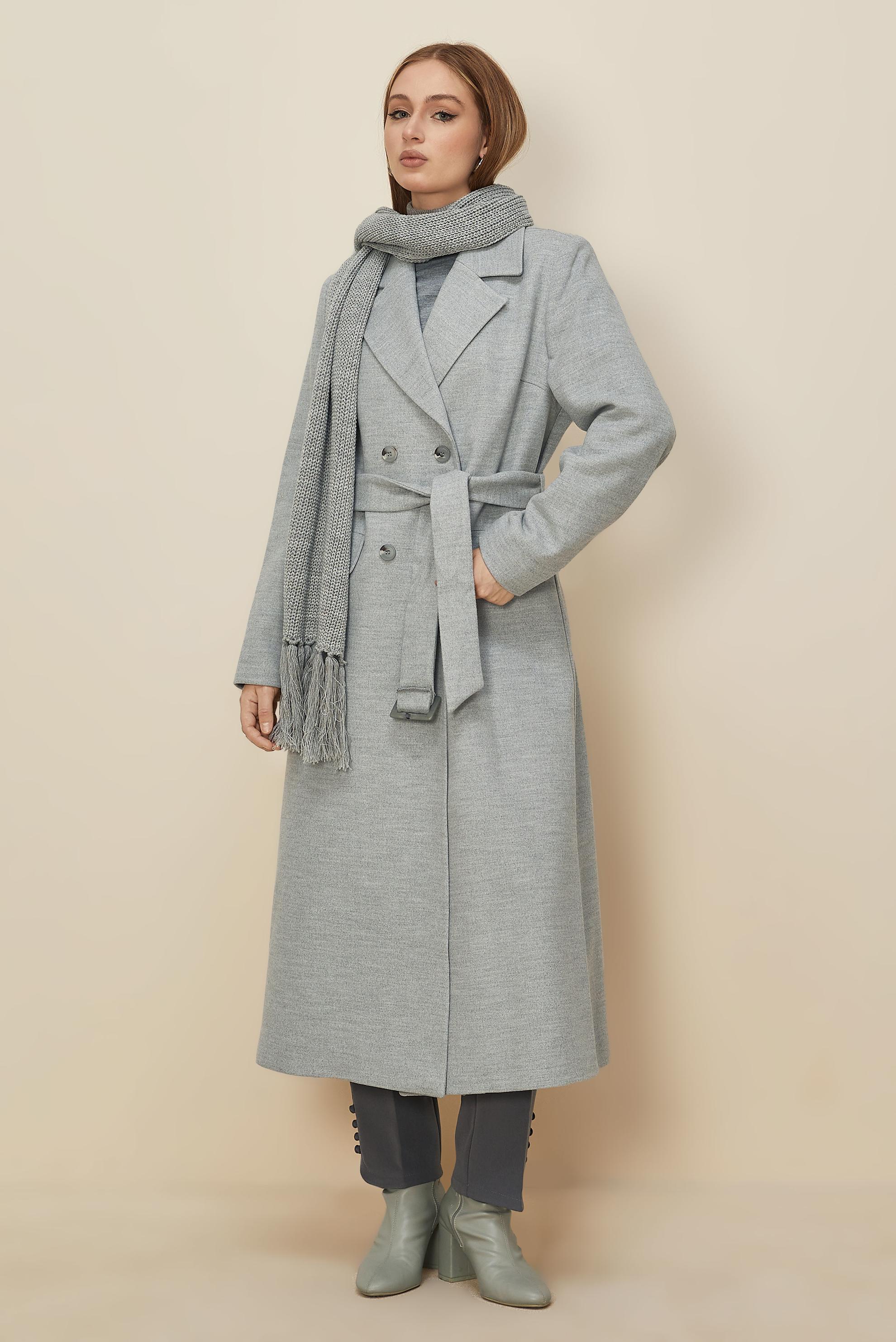 Hijab clothing SILVER BELTED CACHE COAT 90617