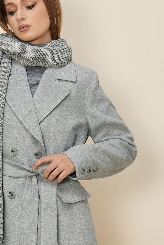Hijab clothing SILVER BELTED CACHE COAT 90617 - ALVİNA