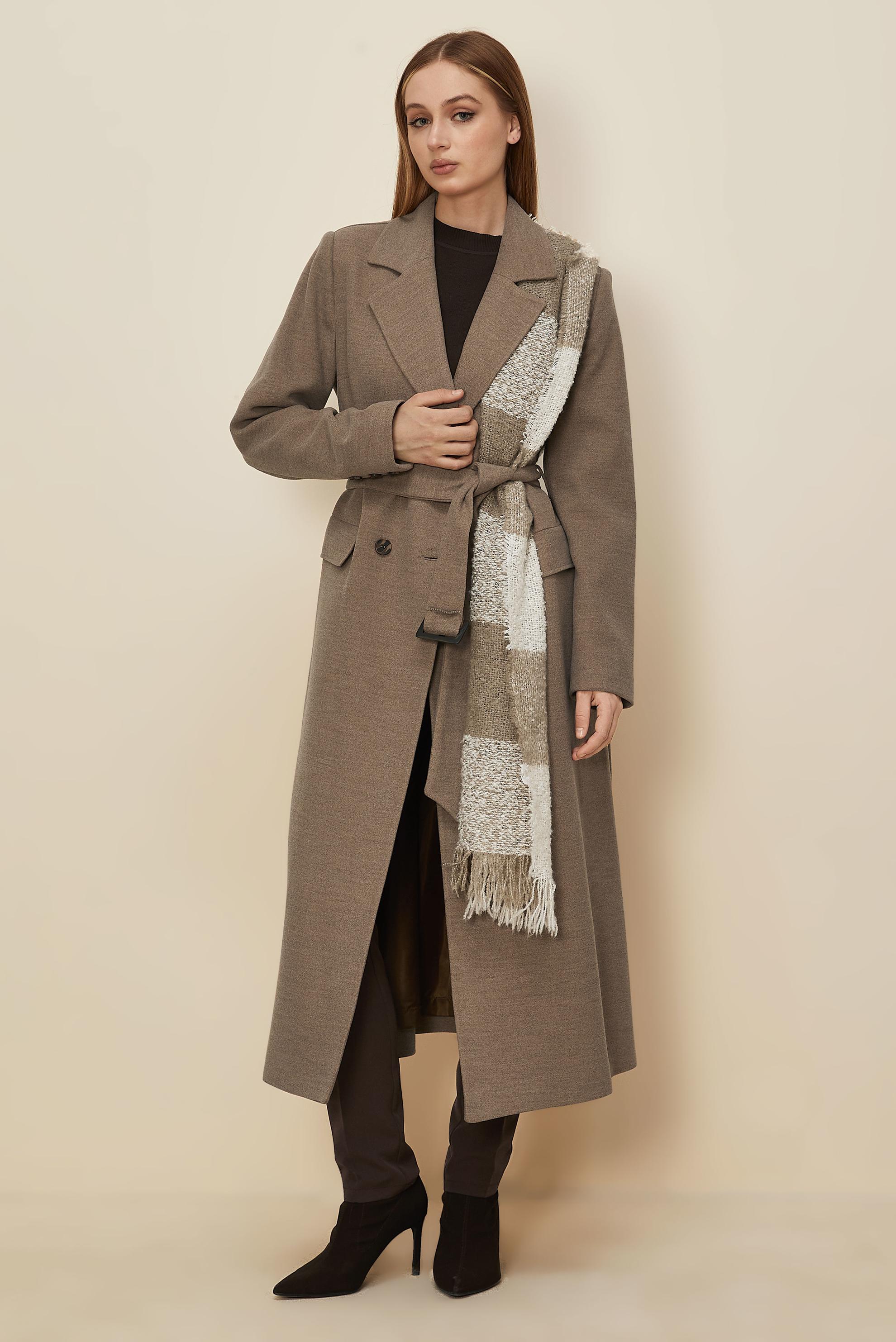 Hijab clothing MINK BELTED CACHE COAT 90617