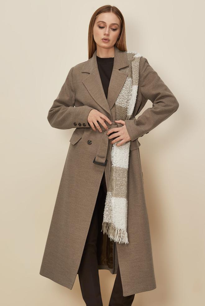 Hijab clothing MINK BELTED CACHE COAT 90617 - ALVİNA