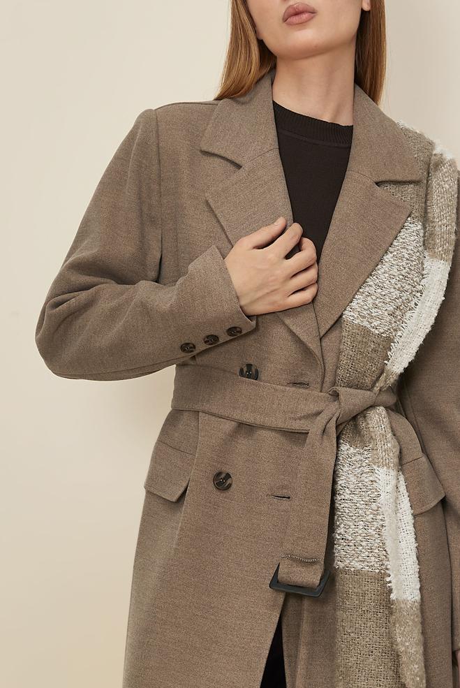 Hijab clothing MINK BELTED CACHE COAT 90617 - ALVİNA
