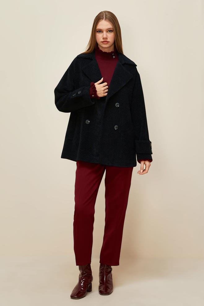 Vêtements hijab NOIR MANTEAU CACHET 90618 - ALVİNA