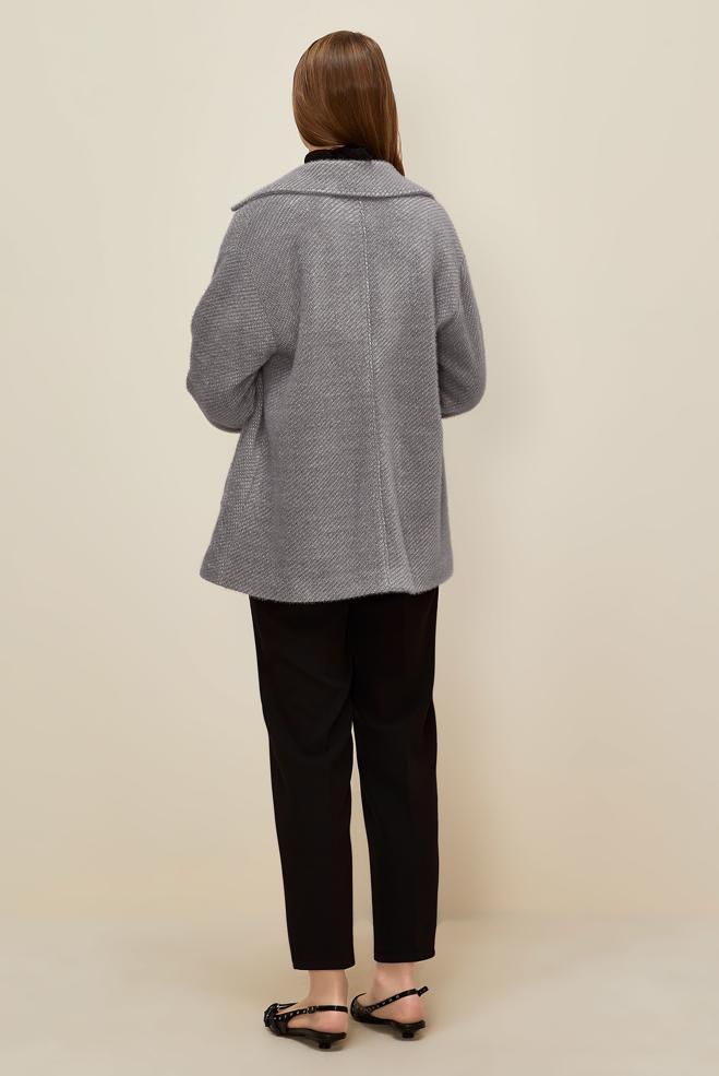 Vêtements hijab GRIS MANTEAU CACHET 90618 - ALVİNA