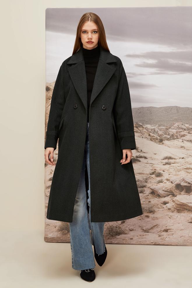 Vêtements hijab NOIR MANTEAU CACHE 90622 - ALVİNA