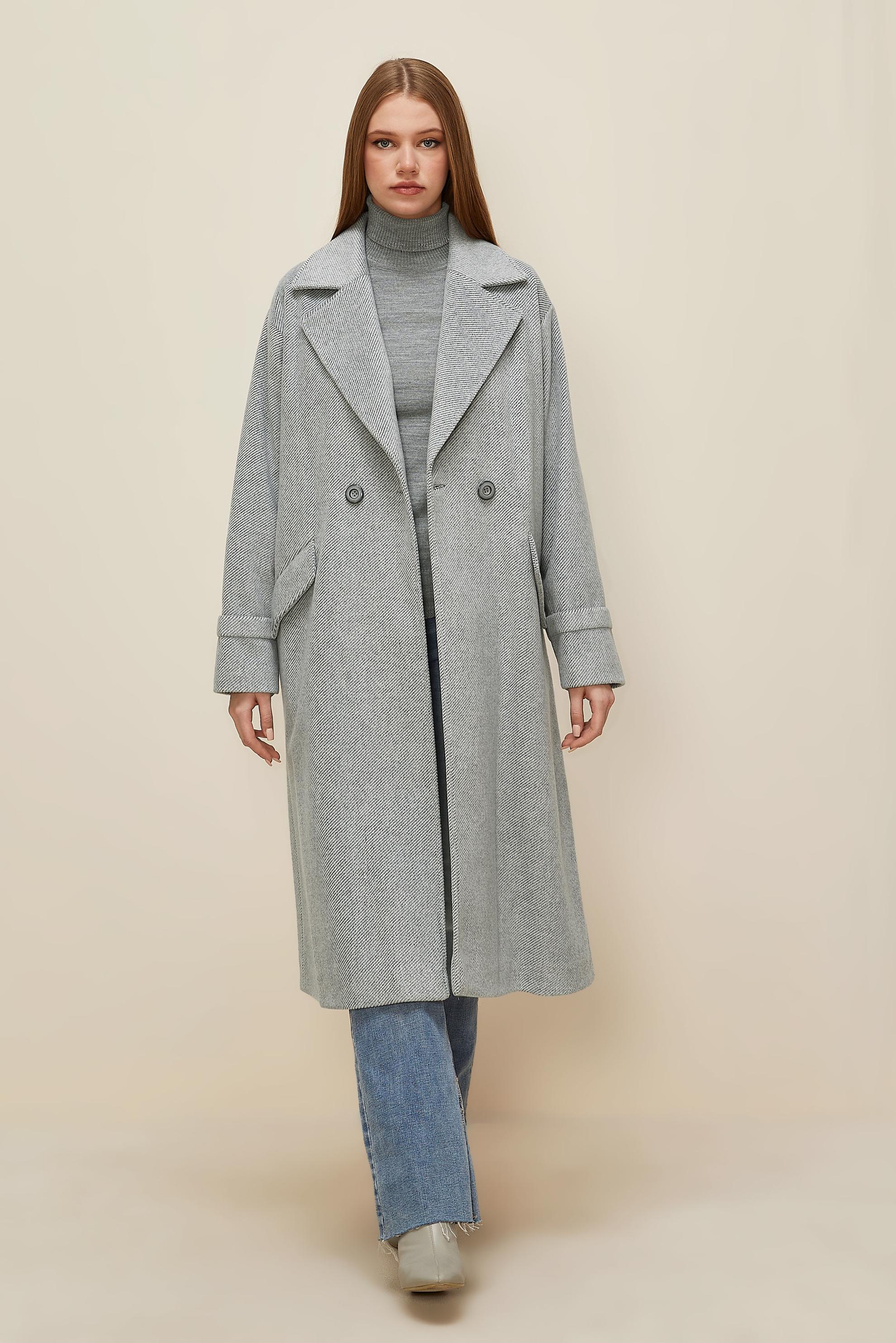 Vêtements hijab GRIS MANTEAU CACHE 90622