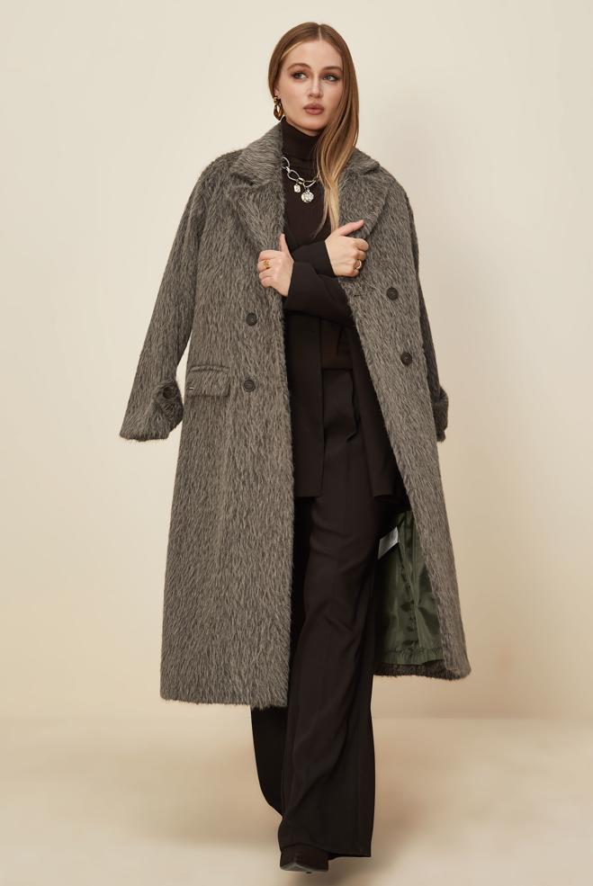 Tesettür giyim KAHVE 90623 8735 KABAN 38-46 TEK42 - ALVİNA