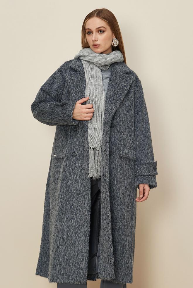 Tesettür giyim GRİ 90623 8735 KABAN 38-46 TEK42 - ALVİNA