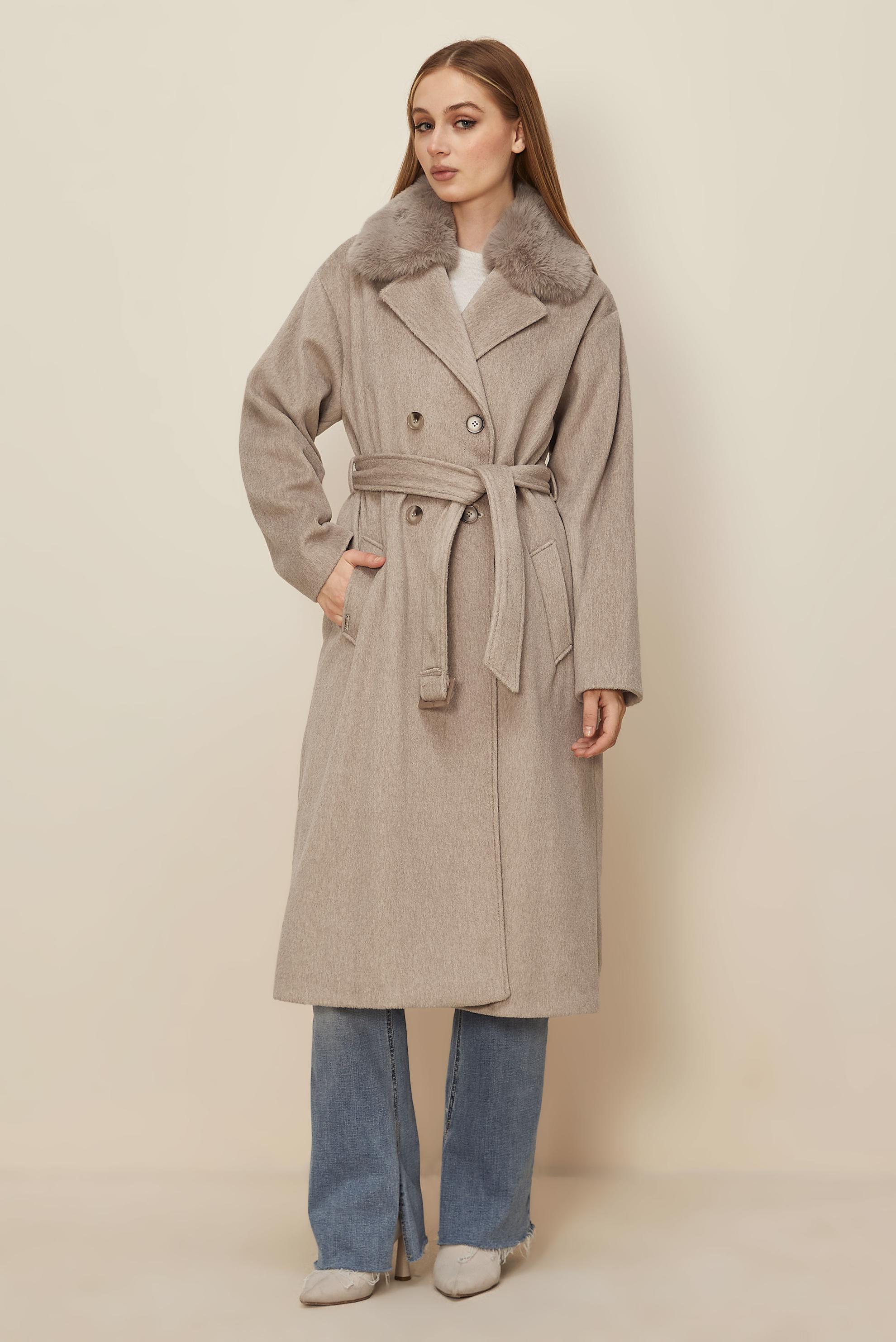 Hijab clothing BEIGE BELTED CACHE COAT 90624