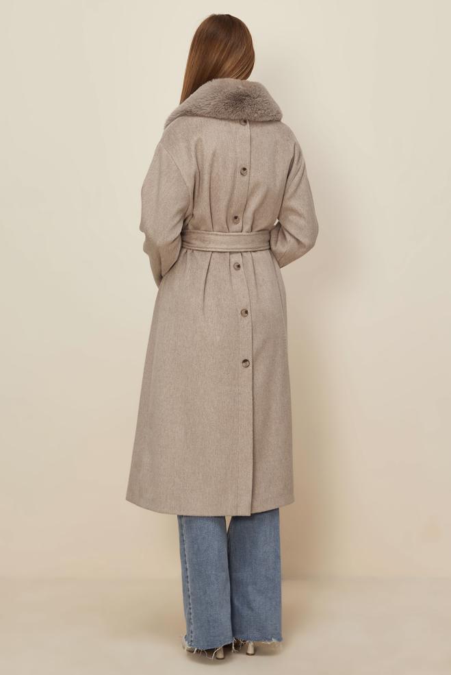 Hijab clothing BEIGE BELTED CACHE COAT 90624 - ALVİNA