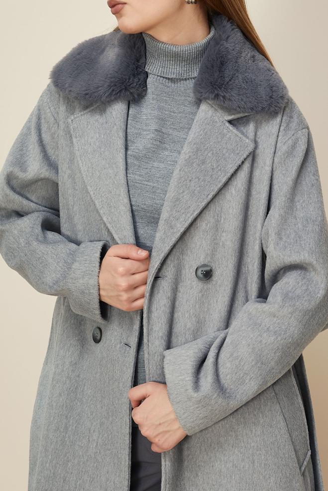 Hijab clothing GREY BELTED CACHE COAT 90624 - ALVİNA