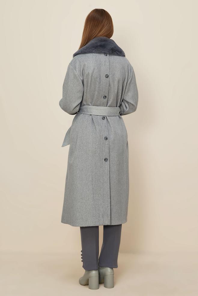 Hijab clothing GREY BELTED CACHE COAT 90624 - ALVİNA