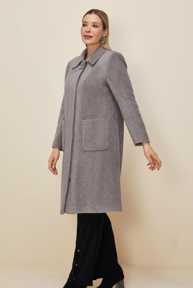 Vêtements hijab GRIS CACHE MANTEAU 90625 - ALVİNA