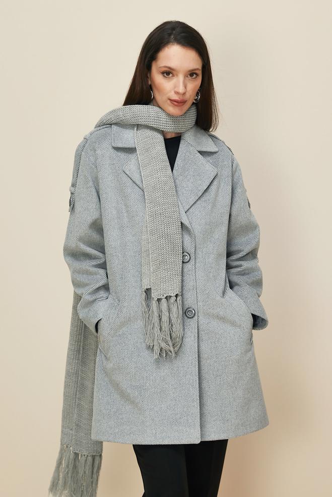 Tesettür giyim GRİ KAŞE KABAN 90626 - ALVİNA