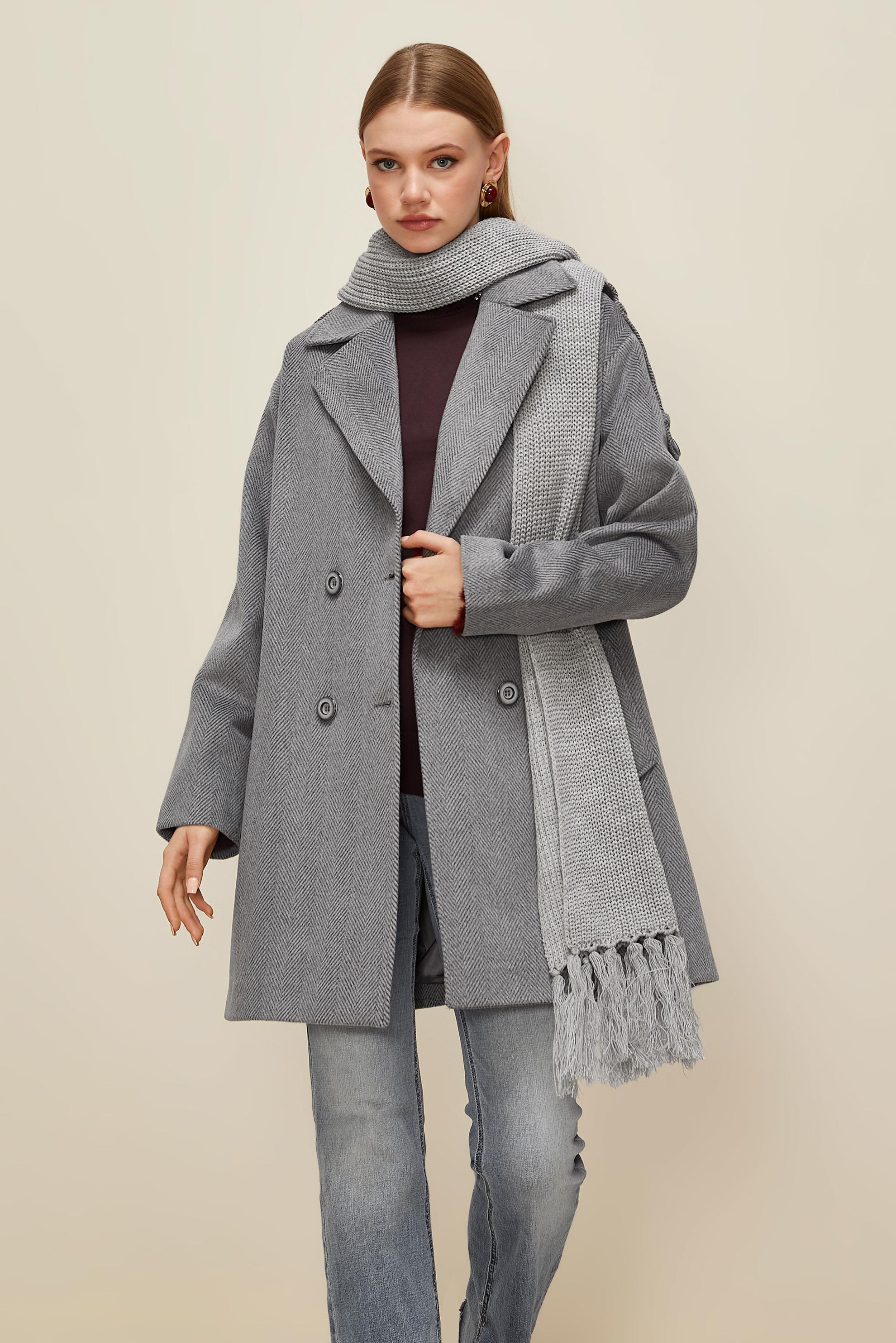 Vêtements hijab GRIS MANTEAU CACHE 90626