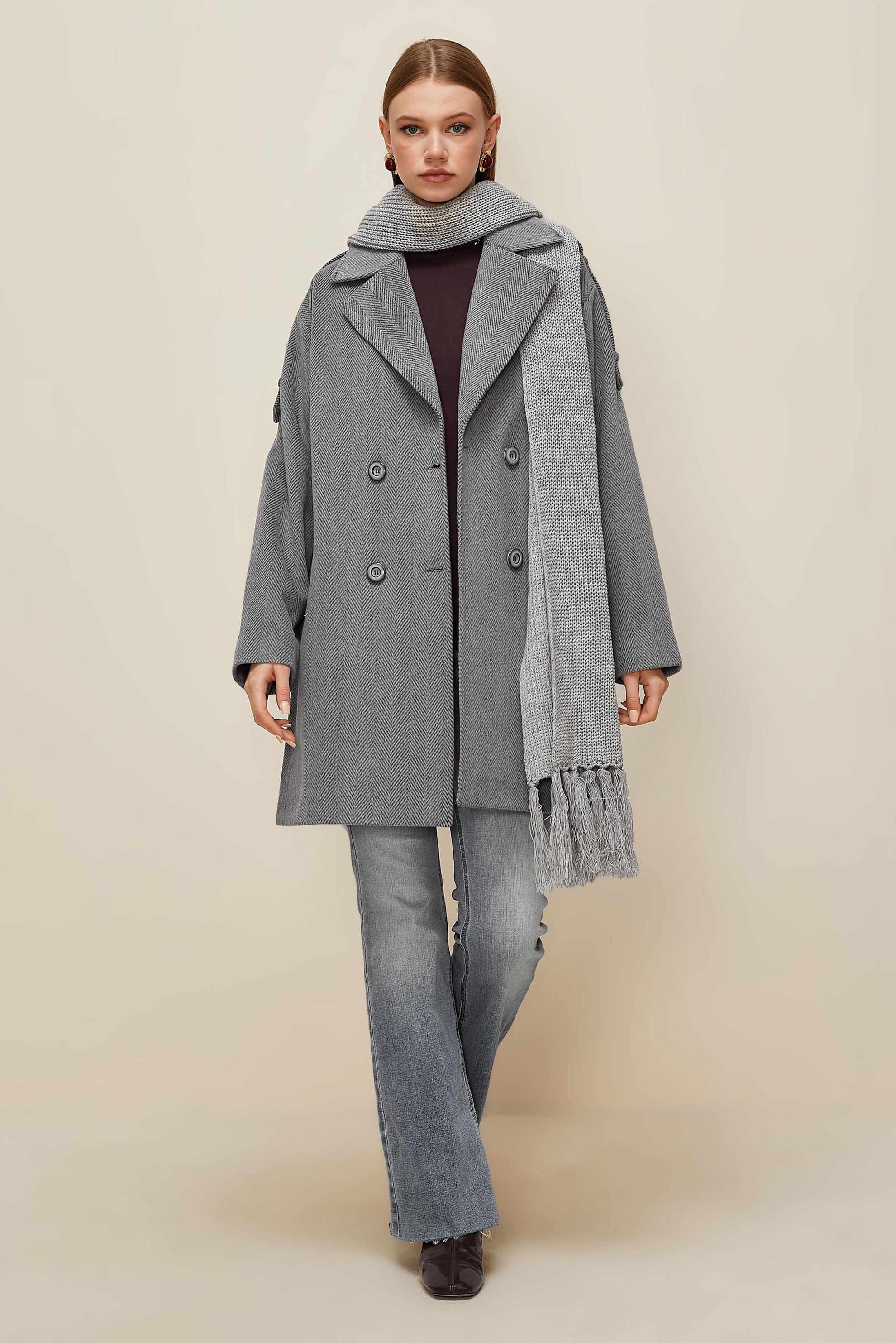 Vêtements hijab GRIS MANTEAU CACHE 90626