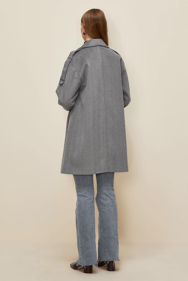 Vêtements hijab GRIS MANTEAU CACHE 90626 - ALVİNA