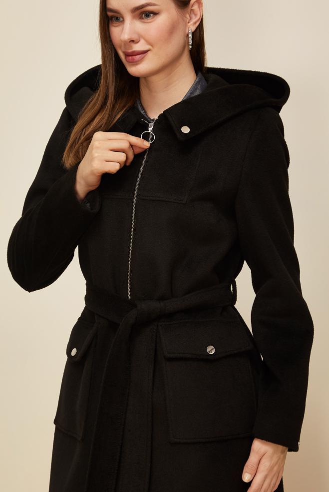 Vêtements hijab NOIR MANTEAU CACHE CEINTURE 90628 - ALVİNA