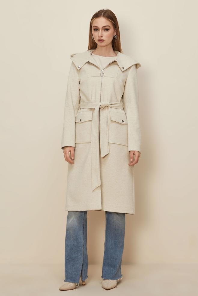 Tesettür giyim EKRU 90628 KASHA KABAN 38-44 TEK 40 - ALVİNA