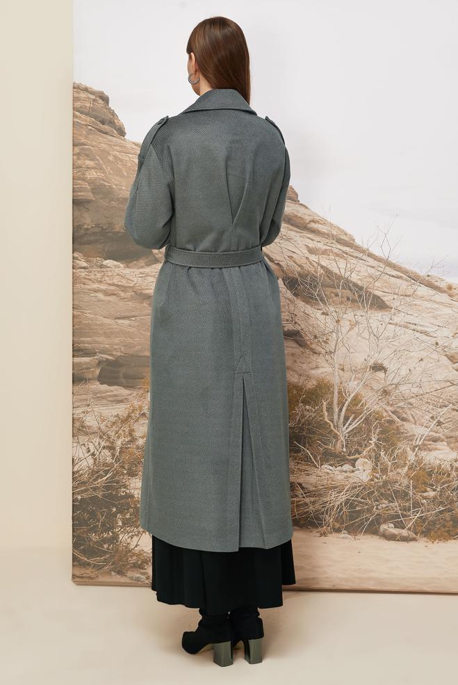 Vêtements hijab GRIS MANTEAU CACHE CEINTURE 90630 - ALVİNA