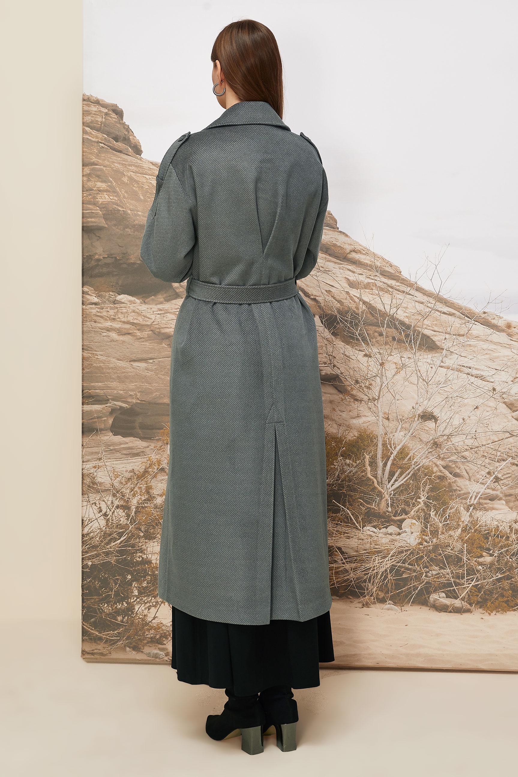 Tesettür giyim GRİ KUŞAKLI KAŞE KABAN 90630