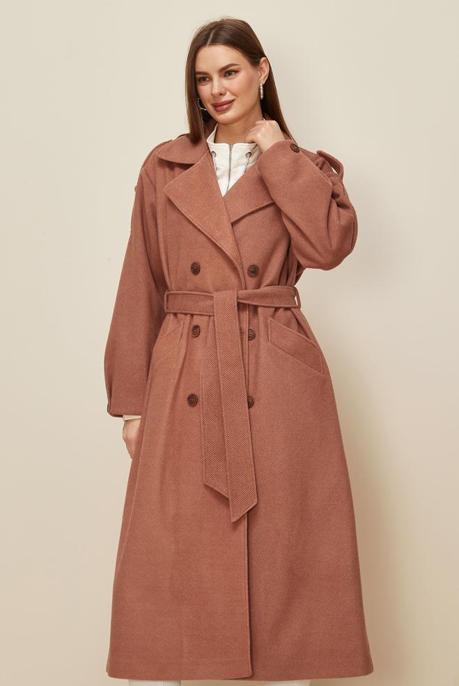 Vêtements hijab POUDRE MANTEAU CACHE CEINTURE 90630 - ALVİNA