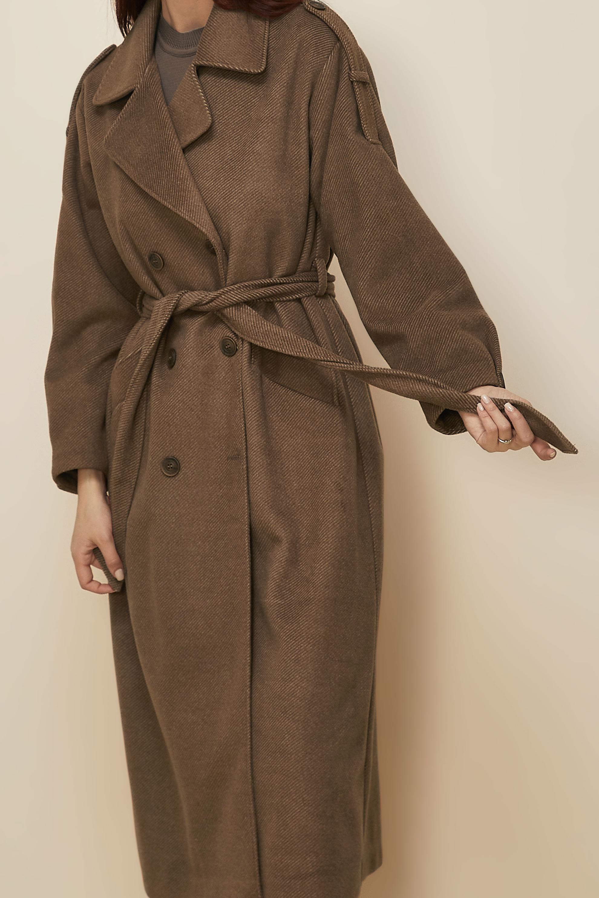 Hijab clothing BROWN BELTED CACHE COAT 90630