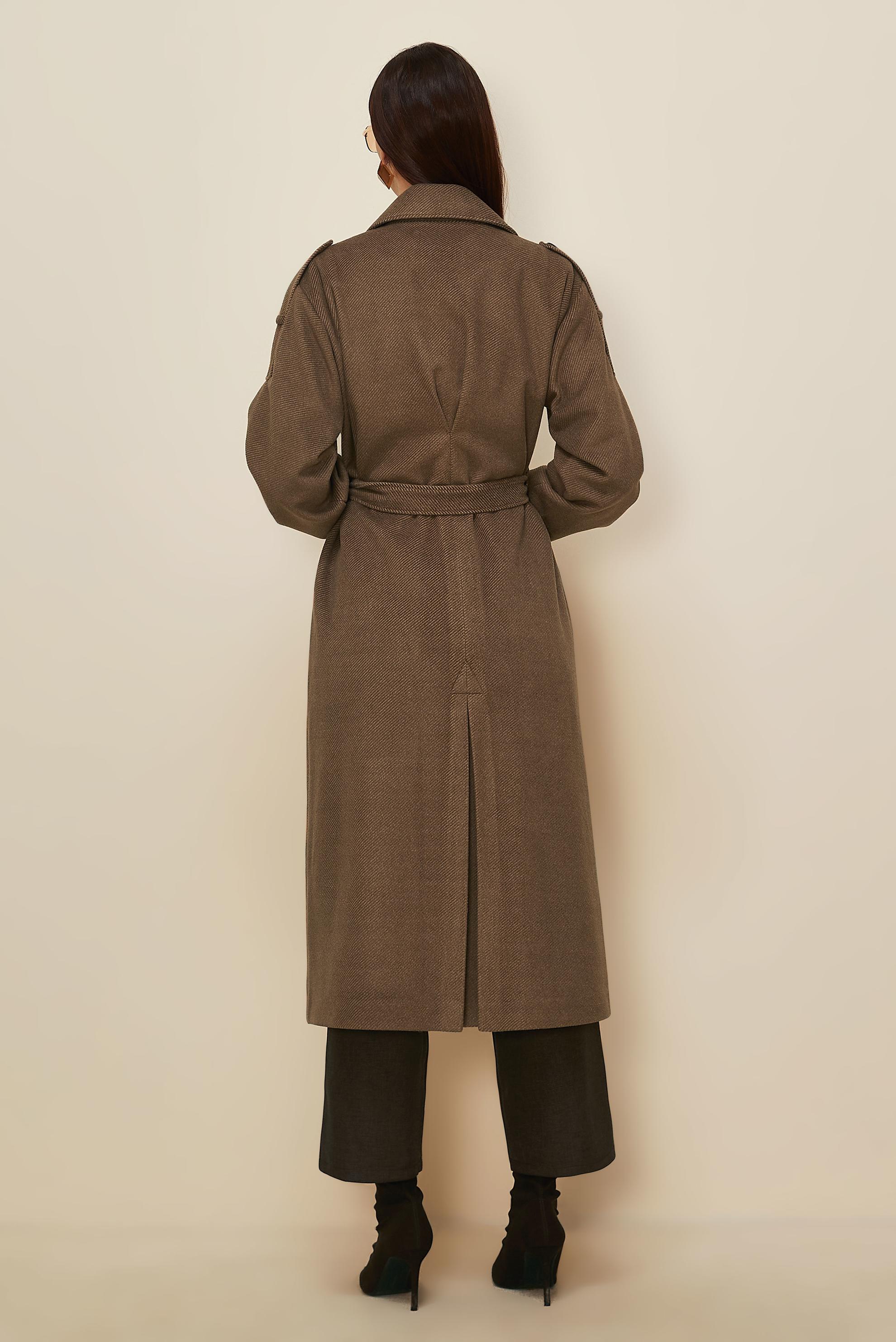 Hijab clothing BROWN BELTED CACHE COAT 90630