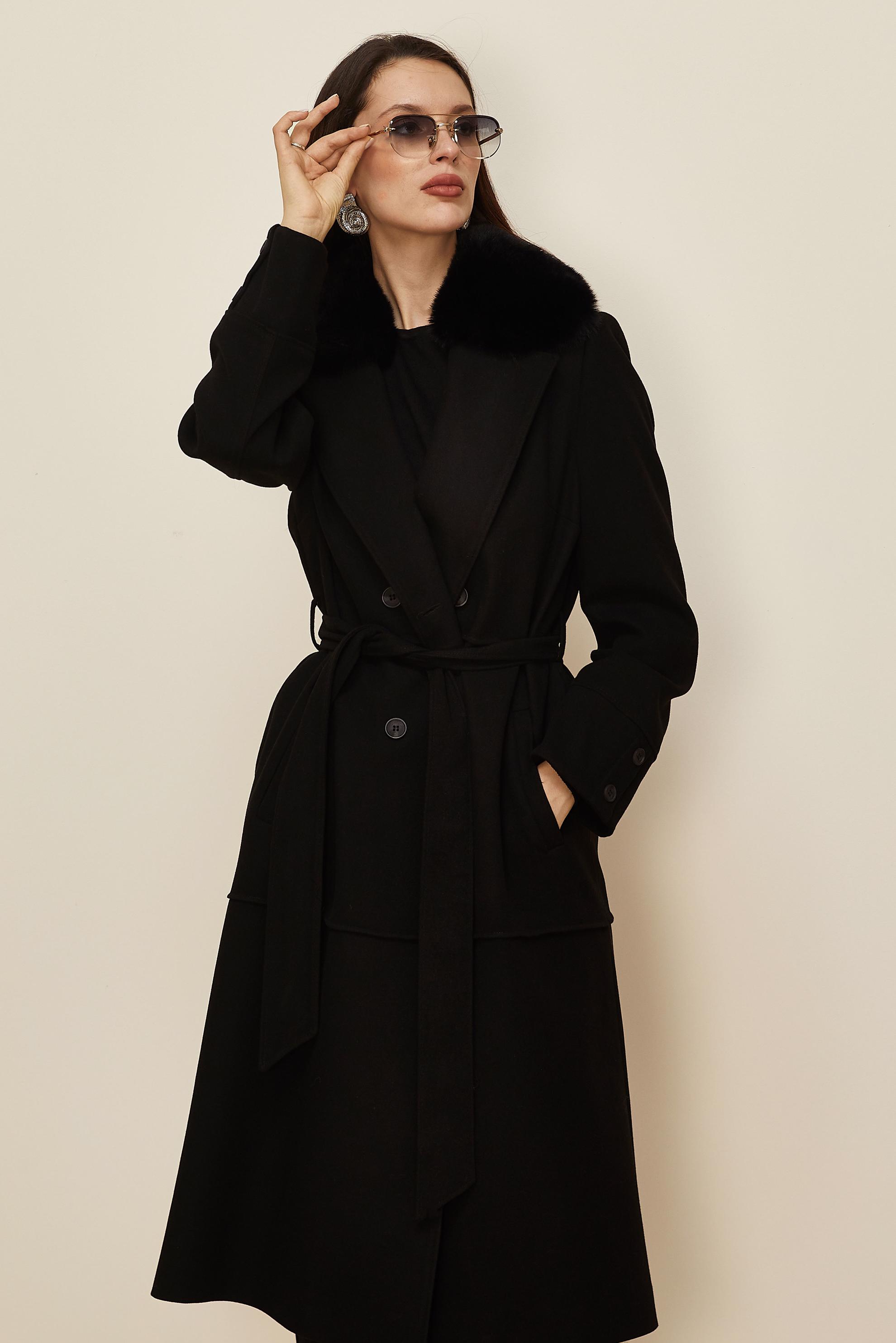 Tesettür giyim SİYAH KUŞAKLI KAŞE KABAN 90631