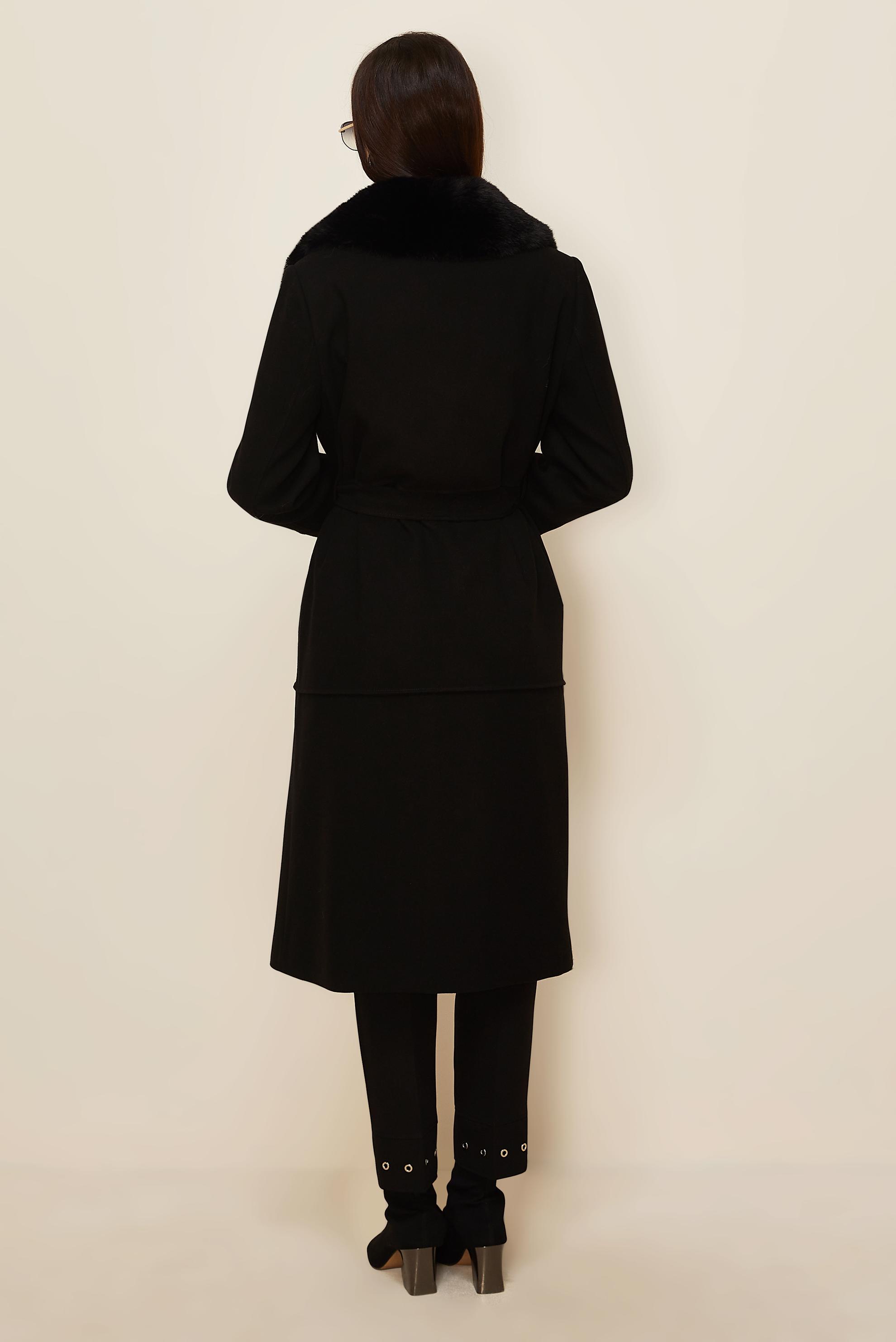 Tesettür giyim SİYAH KUŞAKLI KAŞE KABAN 90631