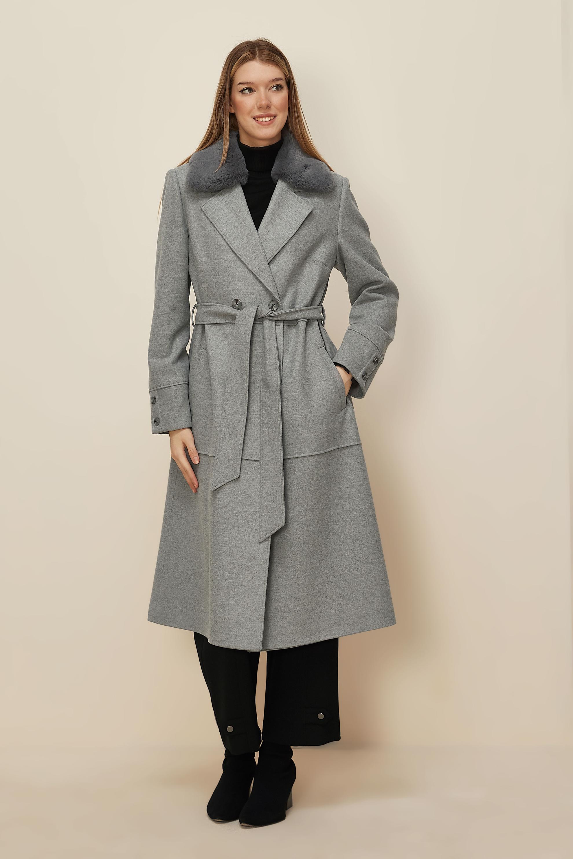 Tesettür giyim GRİ 90631 WİNTER ALMEDA KABAN 42-48 TEK 40